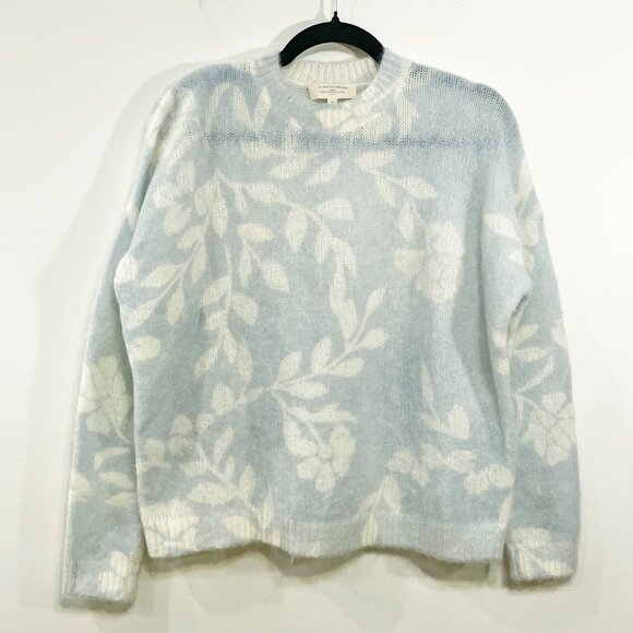 EUC Sezane Aurelia Floral Wool Mohair Sweater Light Blue Small - Picture 3 of 8